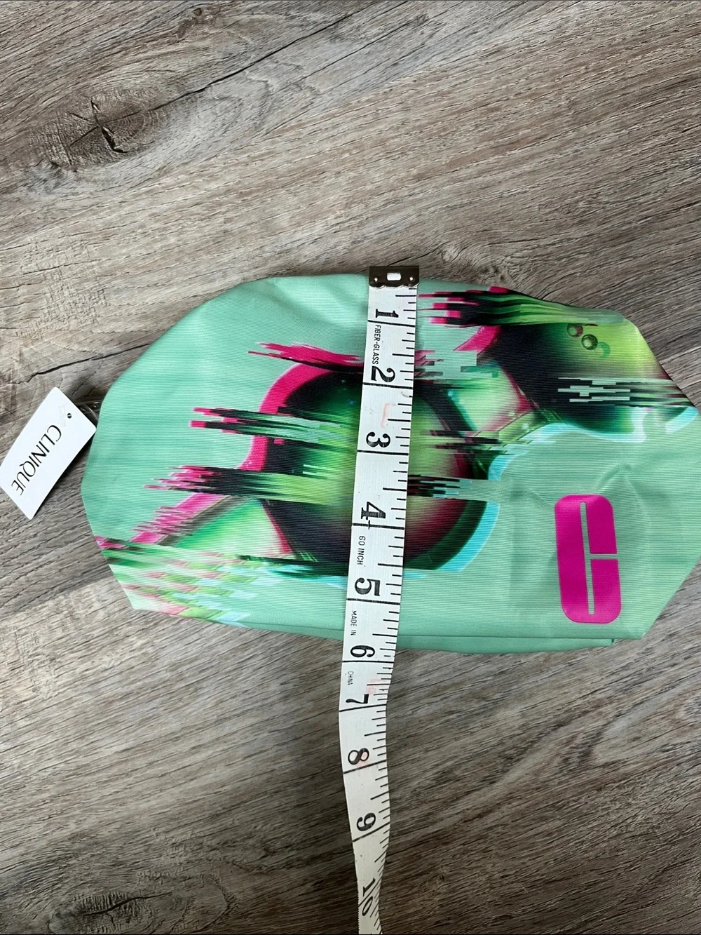 Clinique Mint Cosmetic Pouch with Neon Pink Logo